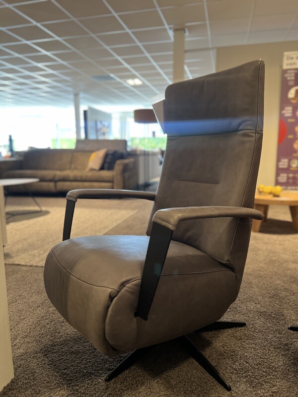 Relaxfauteuil Hercules de toekomst, leer vintage grey, 2-motorig+accu, uitvoering M. van €2.313,00 voor € 1.395,00